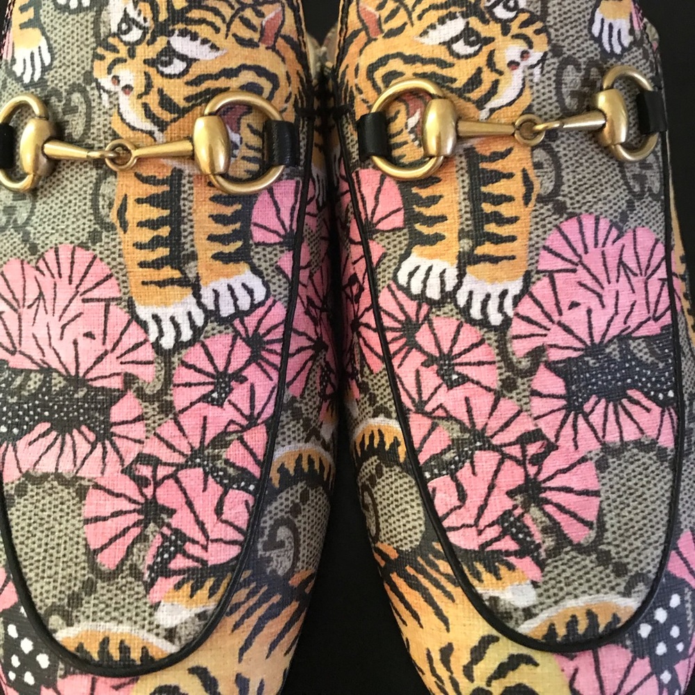 Gucci Princetown Tiger Flat Mule Loafers 37 - Picture 6 of 7